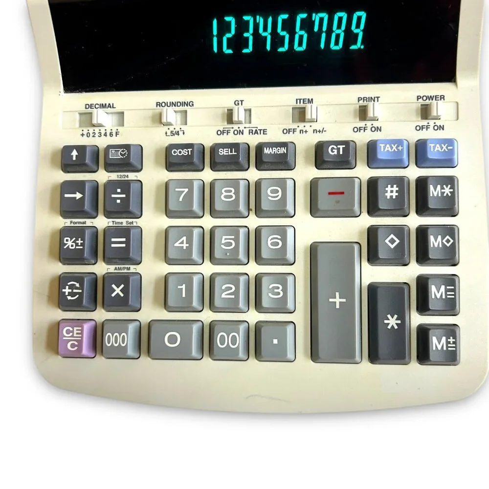 Vintage Calculator Canon MP27D Clock & Calendar 12 Digit 2 Color Printing TESTED